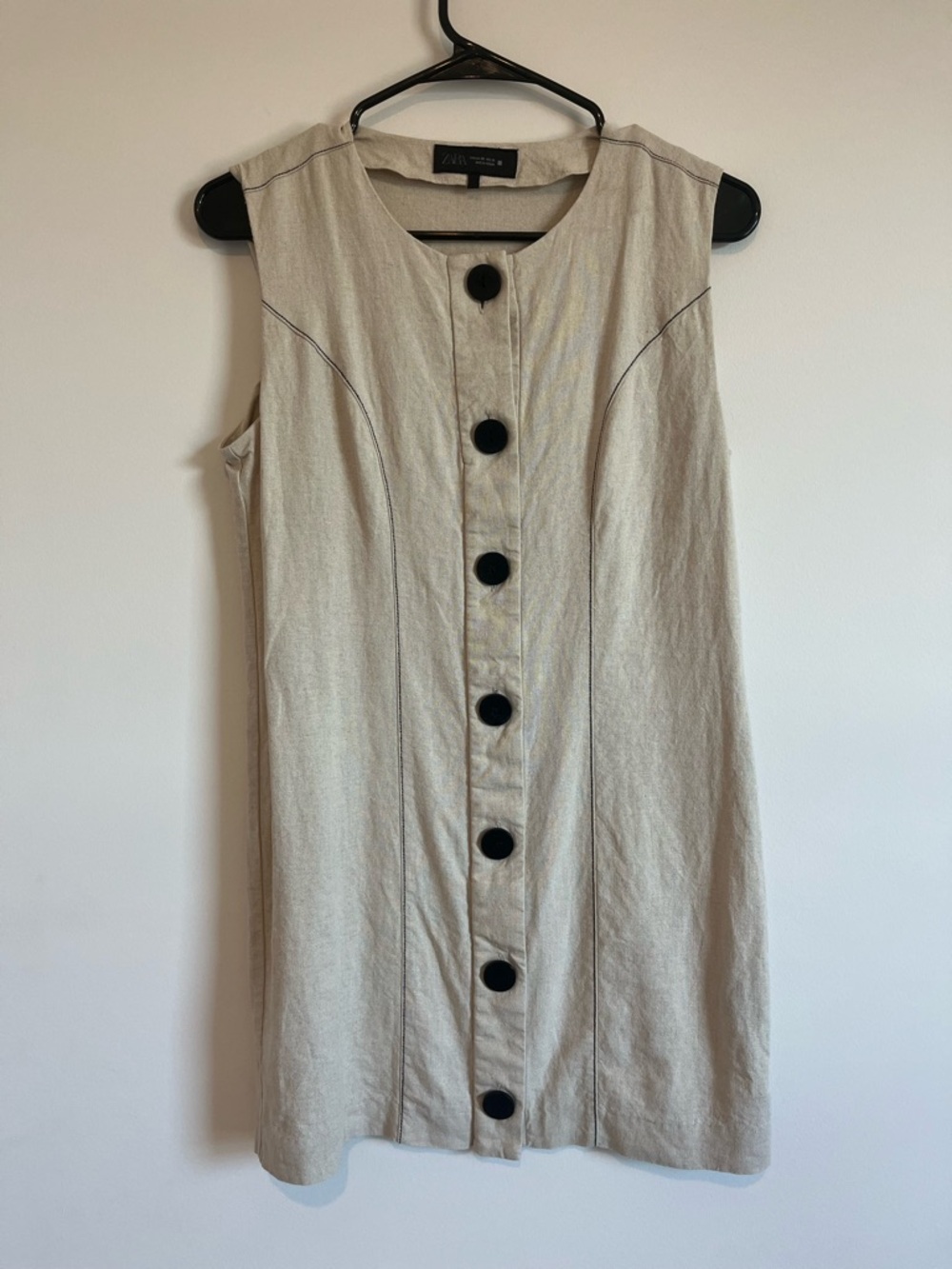ZARA Beige Button Down Old Money Mini Dress- XS